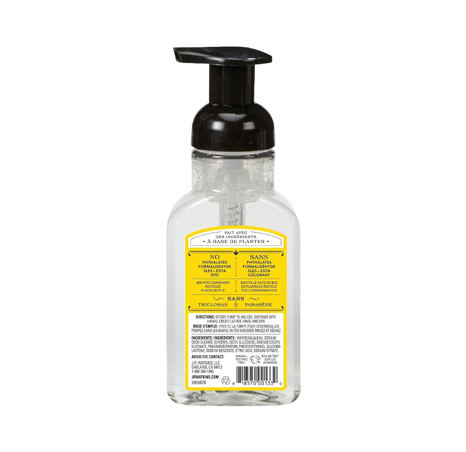 J.R. Watkins Foaming Hand Soap, Lemon, Scented Foam Handsoap for Bathroom or  Kitchen, USA Made and Cruelty Free, 9 fl oz ( Pack Of 6 ) : Beauty & Personal Care