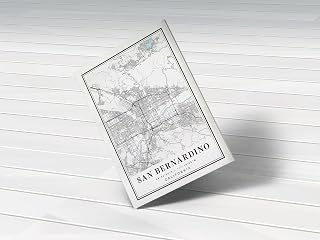 MG Global Black&White Hanging Canvas Print of San Bernardino California Ca (2) | 8x12 12x18 16x24 20x30 24x36 Minimalism Hometown City Artwork | Modern Wall Art for Gift | Minimalist Home Office Decor