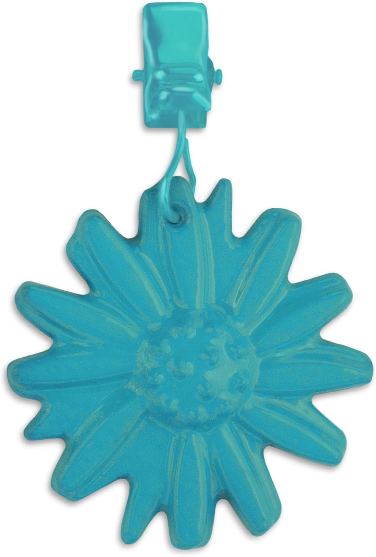 b. Boutique Set of 4 Tablecloth Clips - Daisy or Pineapple Tablecloth Weights for Outdoor Tablecloths with Iron with Spray Coating 1.5 High (Multiple Colors) (Daisy, Turquoise)