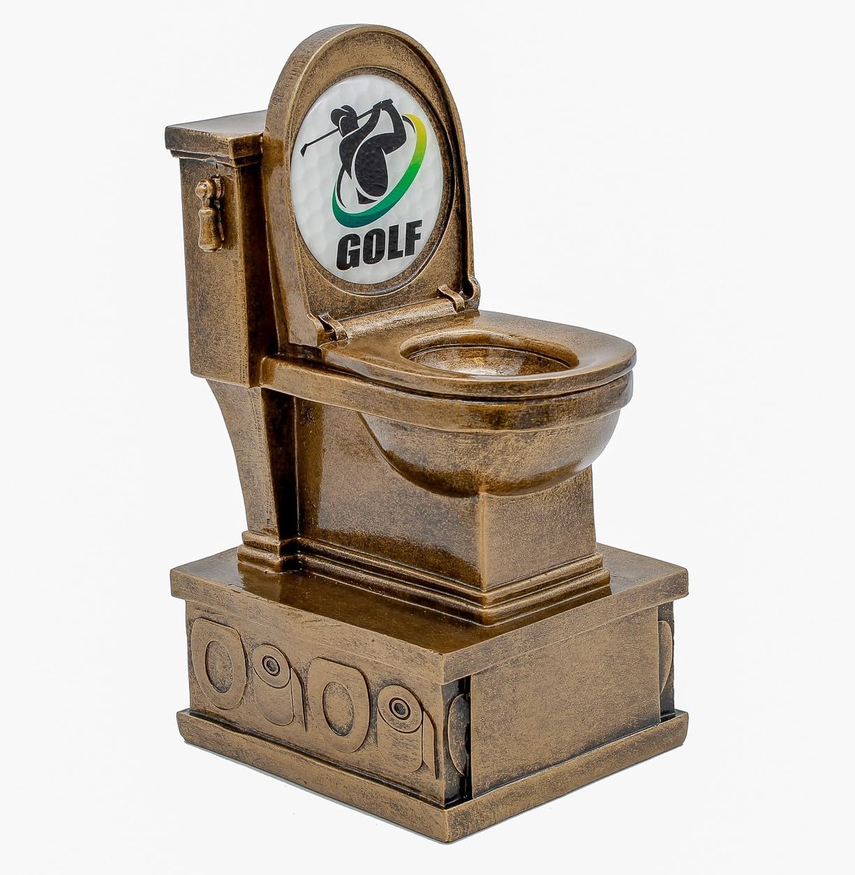 Decade Awards Action Pedestal Gold Toilet Bowl Trophy with Optional Inserts - Custom Engraved Plate On Request (7 Inch Tall)