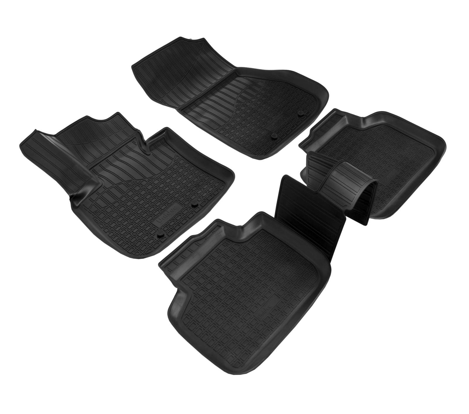 J&J AUTOMOTIVE | Allwetter TPE Gummimatten + Kofferraumwanne Set Für X1 F48 3D ab 2015, Antirutsch, Passgenau, Rand 2-4cm, Schwarz