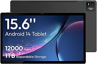 MESWAO 15.6 Inch Android Tablet (2025) | Helio G99, 6GB RAM 128GB ROM | Large FHD IPS Display | 12000mAh Battery | 32MP Ca…