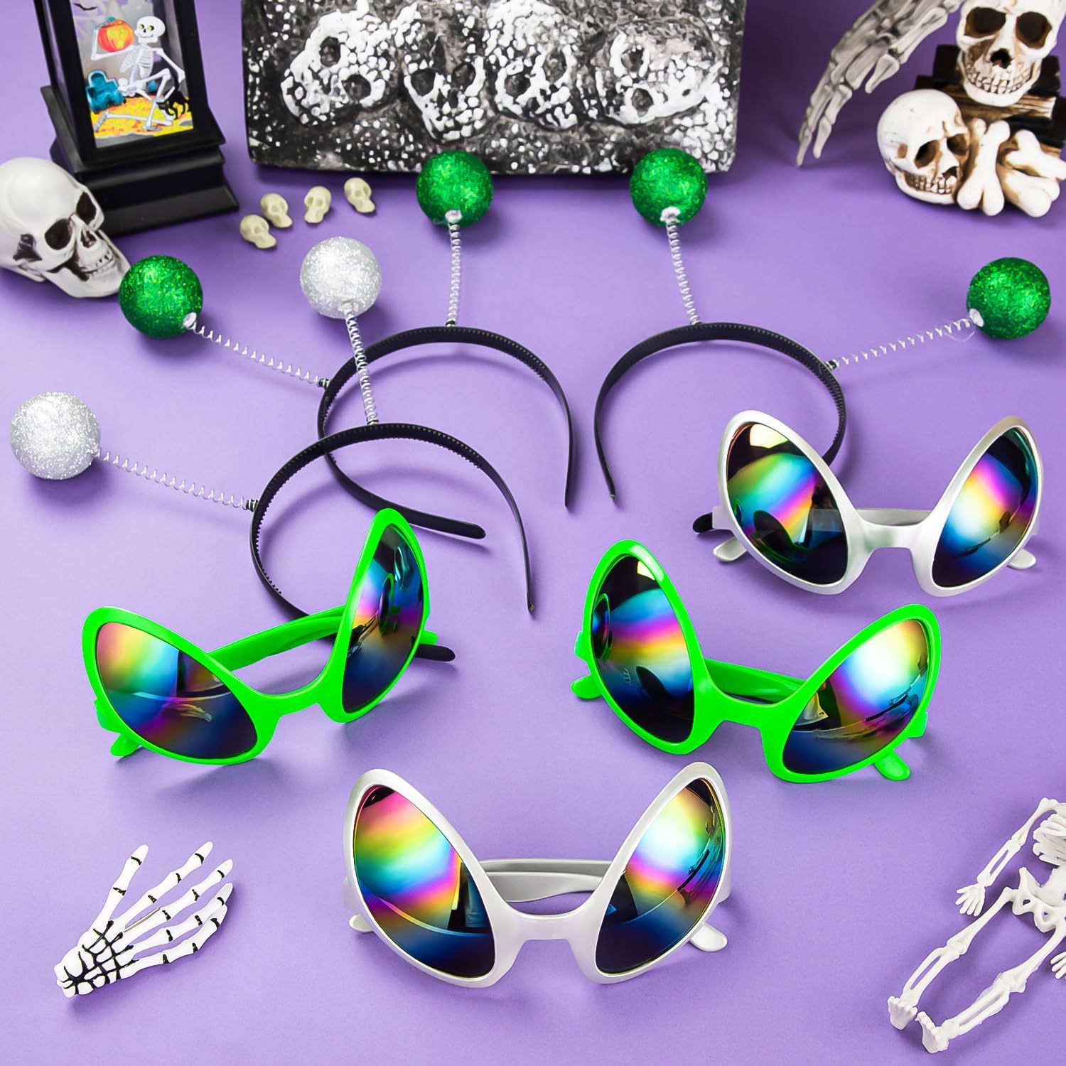 Halloween Alien Headband Glasses and Martian Antenna Party Accessories