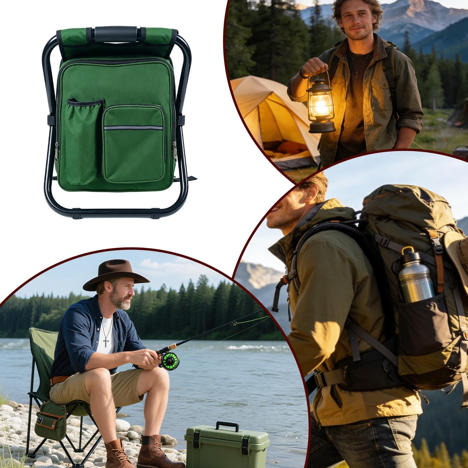 Sedia A Zaino Pieghevole Portatile, Ergonomico In Tessuto Oxford Con Borsa | Sedia E Sgabello Zaino Da Campeggio Da Campeggio, Picnic, Pesca, Barbecue, Eventi Sportivi, Viaggi all'Aria Ape