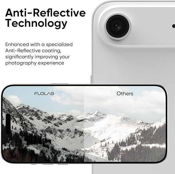 FLOLAB NanoArmour for iPhone 17 Air Camera Lens Protector Durable, Tempered Glass Camera Cover, Aluminum Camera Ring, Anti Reflective TruColors Ultra Clear, and Easy to Install - Silver