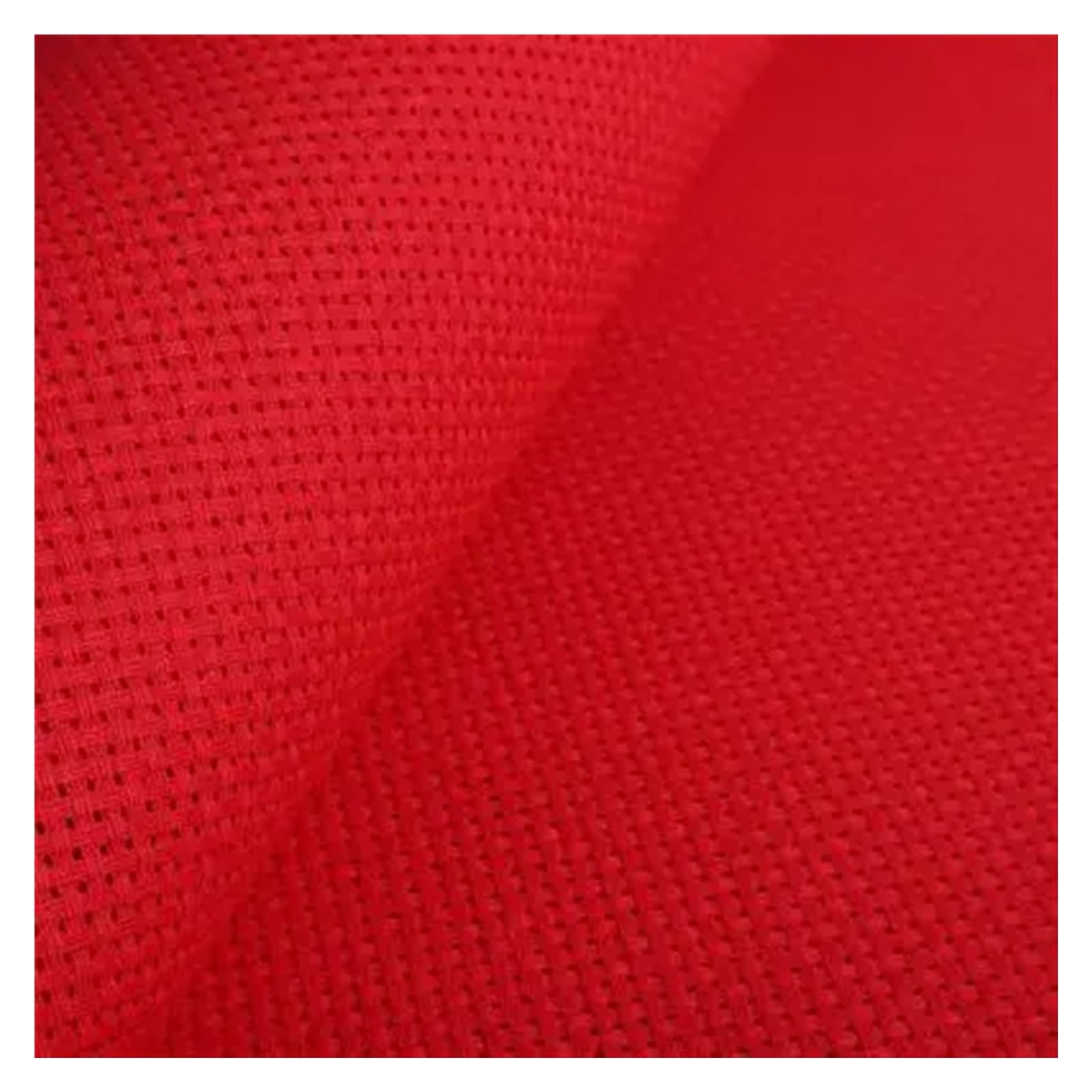 Kreuzstich Stoff 14-Karat-Farbkreuzstich-Stoff, Leinwand, kleines Gitter, weiße Farbnaht-Stickerei Stick Stoffe Baumwolle(Red,14CT_50-150)