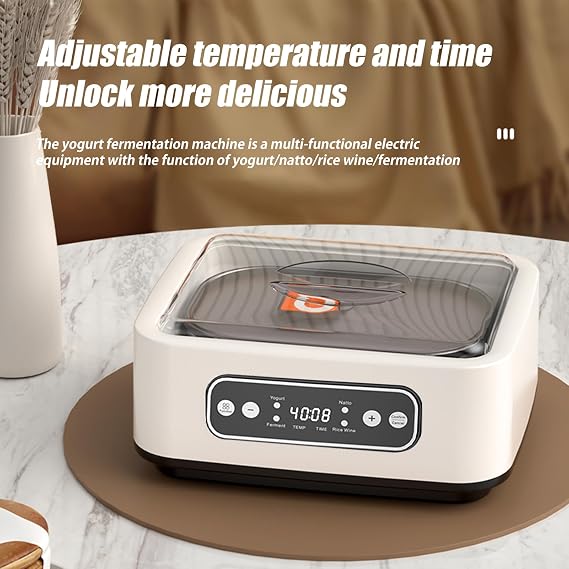 Probiotic Yogurt Maker with Adjustable Time & Temp Control, 1.7 Quart Automatic LCD Display Multi-Function Yoghurt Maker Machine with Constant Temperature Control, Perfect for Home Use (Regular)