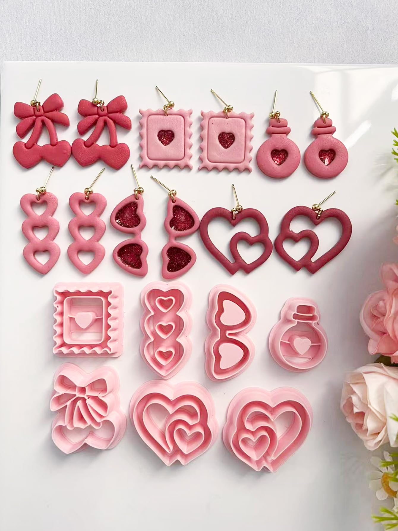 Valentines Polymer Clay Cutters Set- 7Pcs Heart & Love, Pictures, Cherry, Sunglasses, Dou…