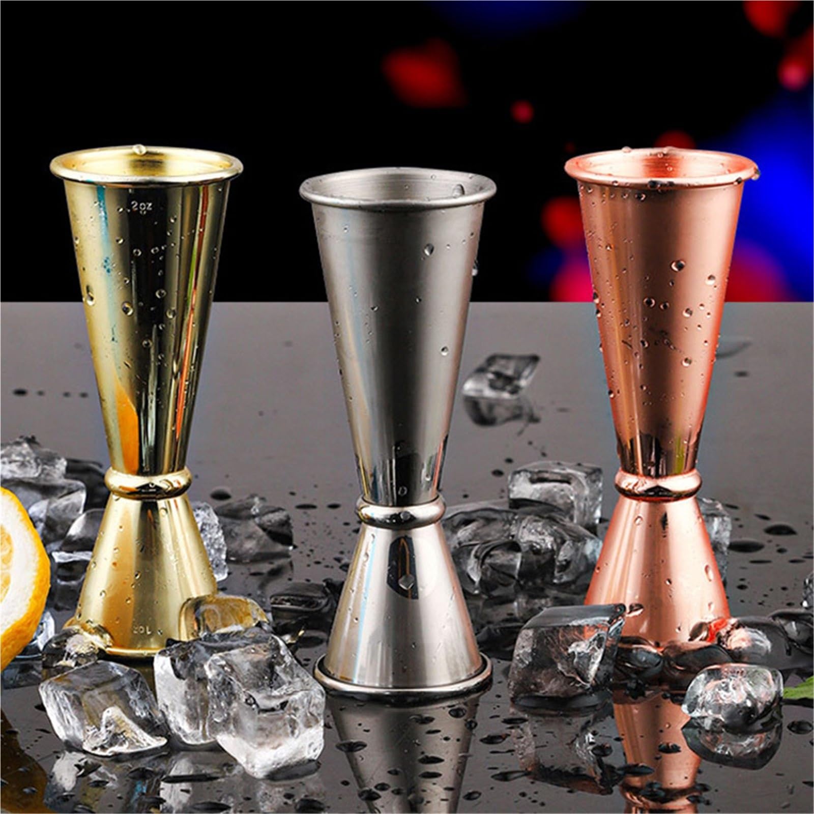 Medidor de cócteles Cone Tazas medidoras de acero inoxidable 304, 30/40/50/60ml, bebida cóctel, Jigger, vaso mezclado, taza medidora líquidos(Silver 2pcs 30ml 60ml)