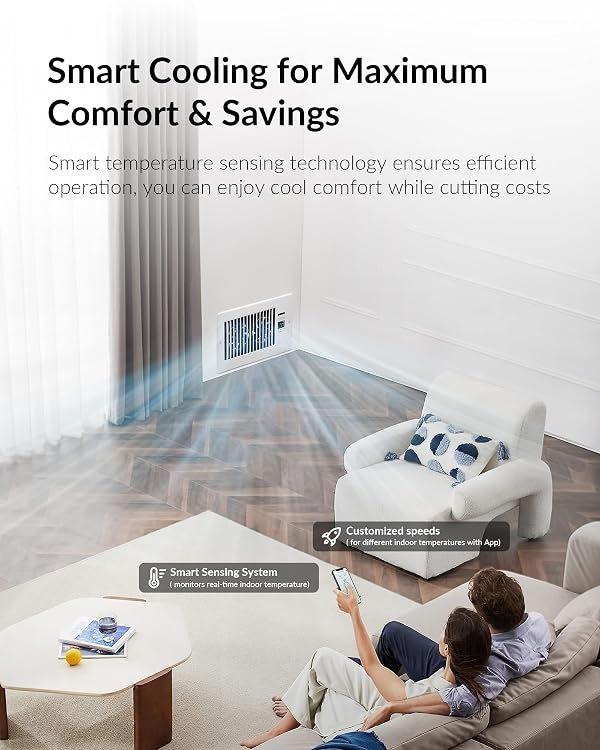 2026 Super Quiet Register Booster Fan for 6" x 10" Register Holes, Smart Register Vent with Dual Intelligent Thermostat and WiFi App Control, Heating Cooling AC Vent Fan (White) by Howeall - Used condition - Image 7