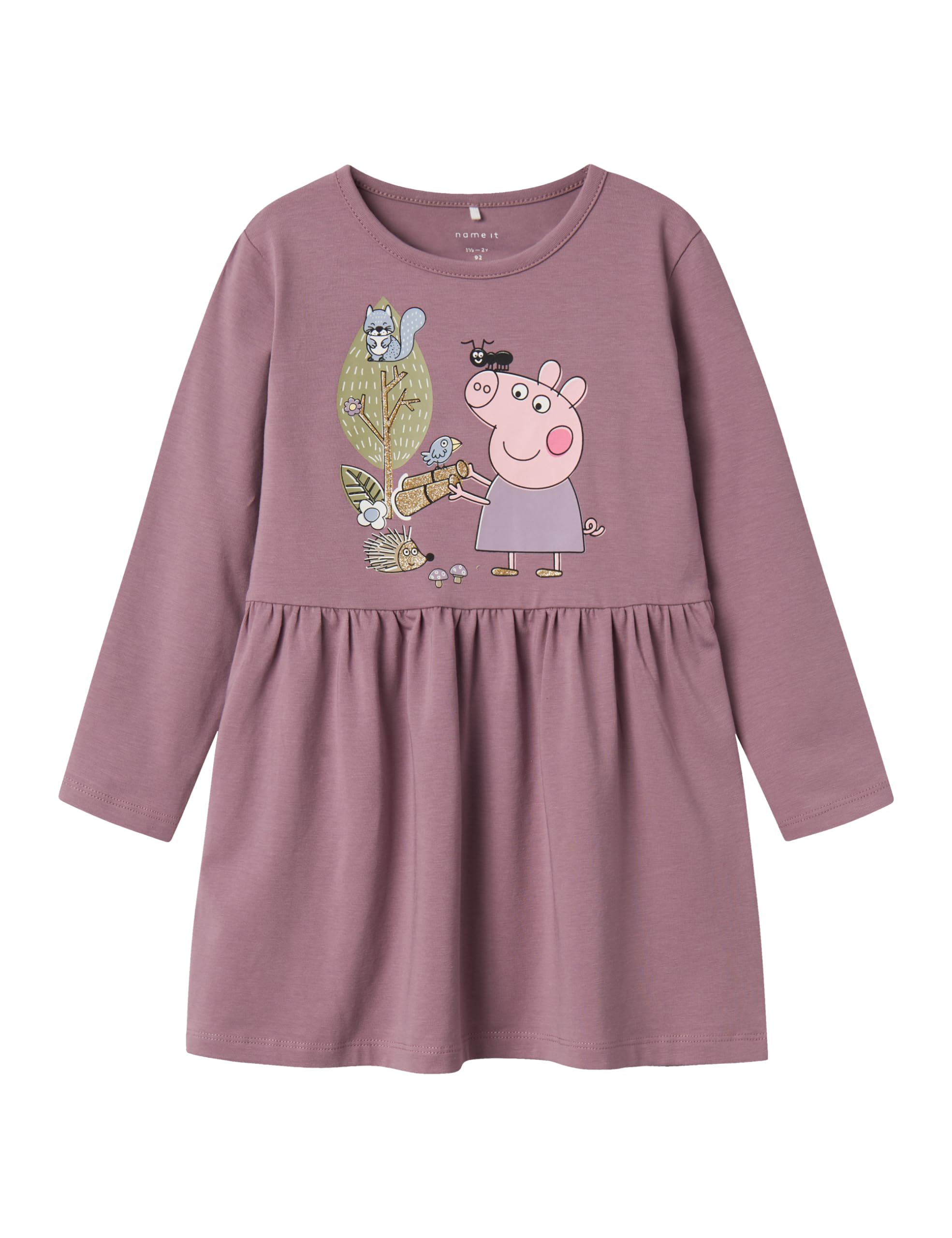 Name it mini Dziewczęca Nmfdyffi Peppa Ls Dress Noos Cplg, dziki bez, 110