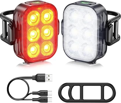 Ht-29 Şarjlı Bisiklet Işığı Ön Arka Flaşlı Usb 4 Mod Stop Lambası Aydınlatma Işık Seti IP65 Su Geçirmez Lamba Motosiklet