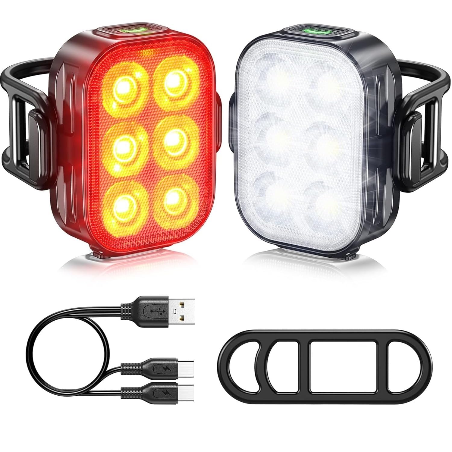 Ht-29 Şarjlı Bisiklet Işığı Ön Arka Flaşlı Usb 4 Mod Stop Lambası Aydınlatma Işık Seti IP65 Su Geçirmez Lamba Motosiklet