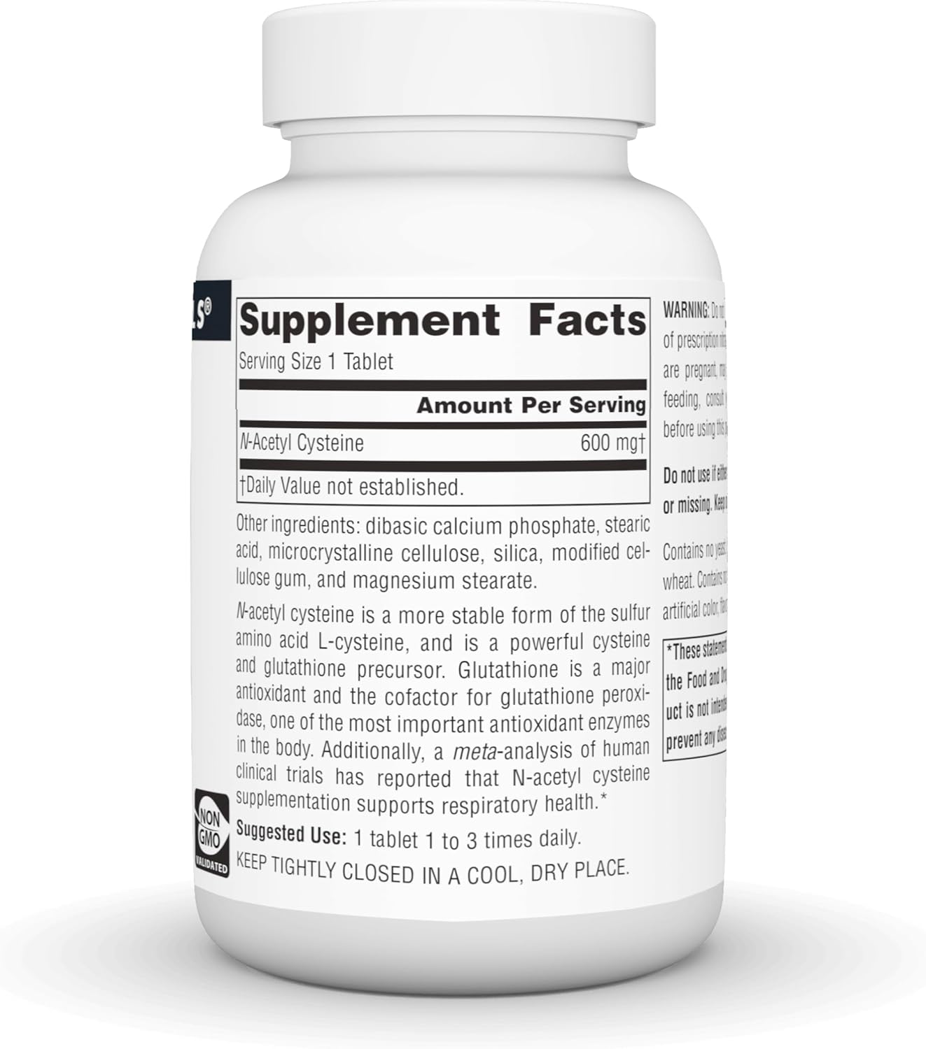 Source Naturals N-Acetyl Cysteine Antioxidant Support 600 mg Dietary Supplement that Supports Respiratory Health* - 120 Tablets