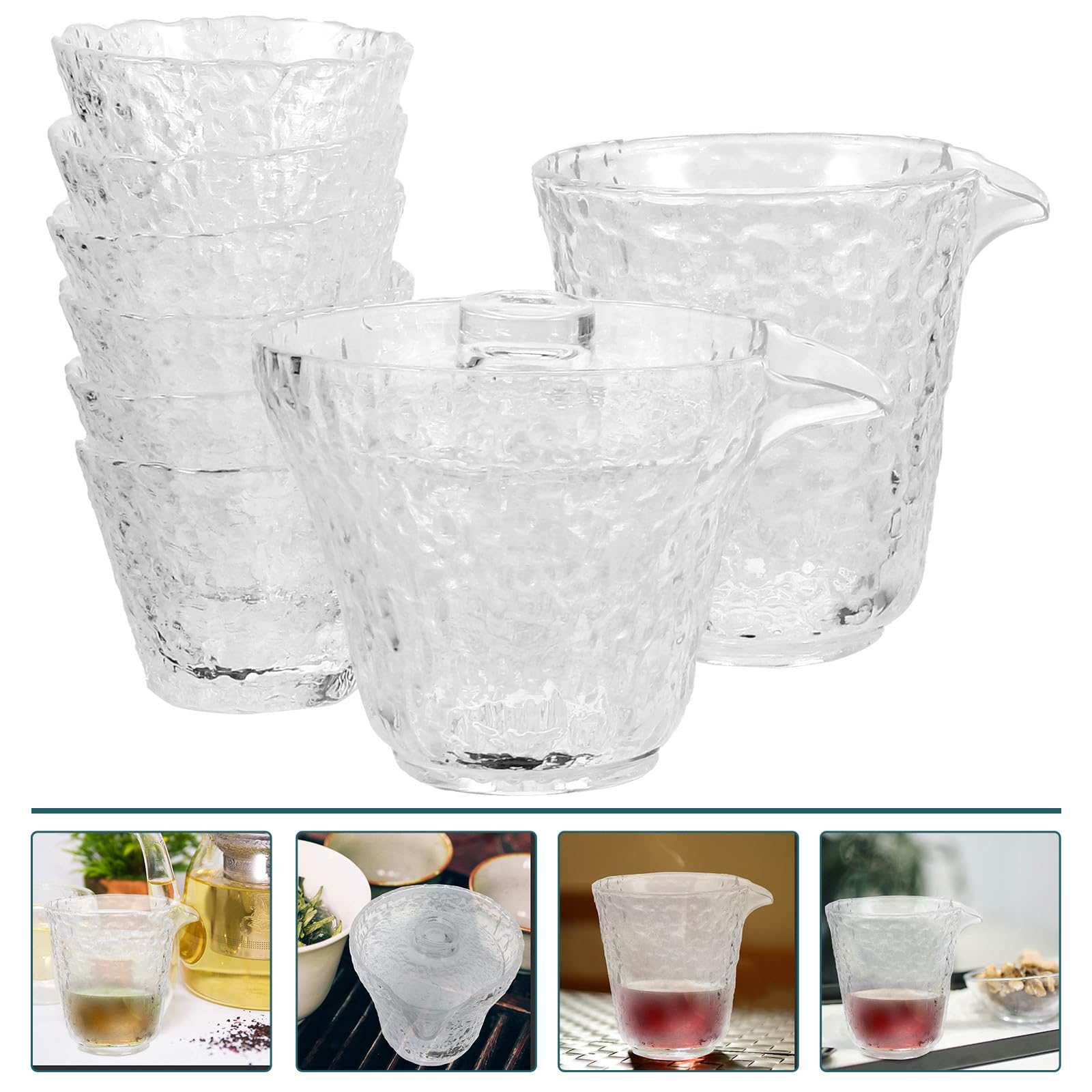 Teegläser Hitzebeständig Glas 8 Stück Teeservice Kleine Teetassen für Zuhause und Reise