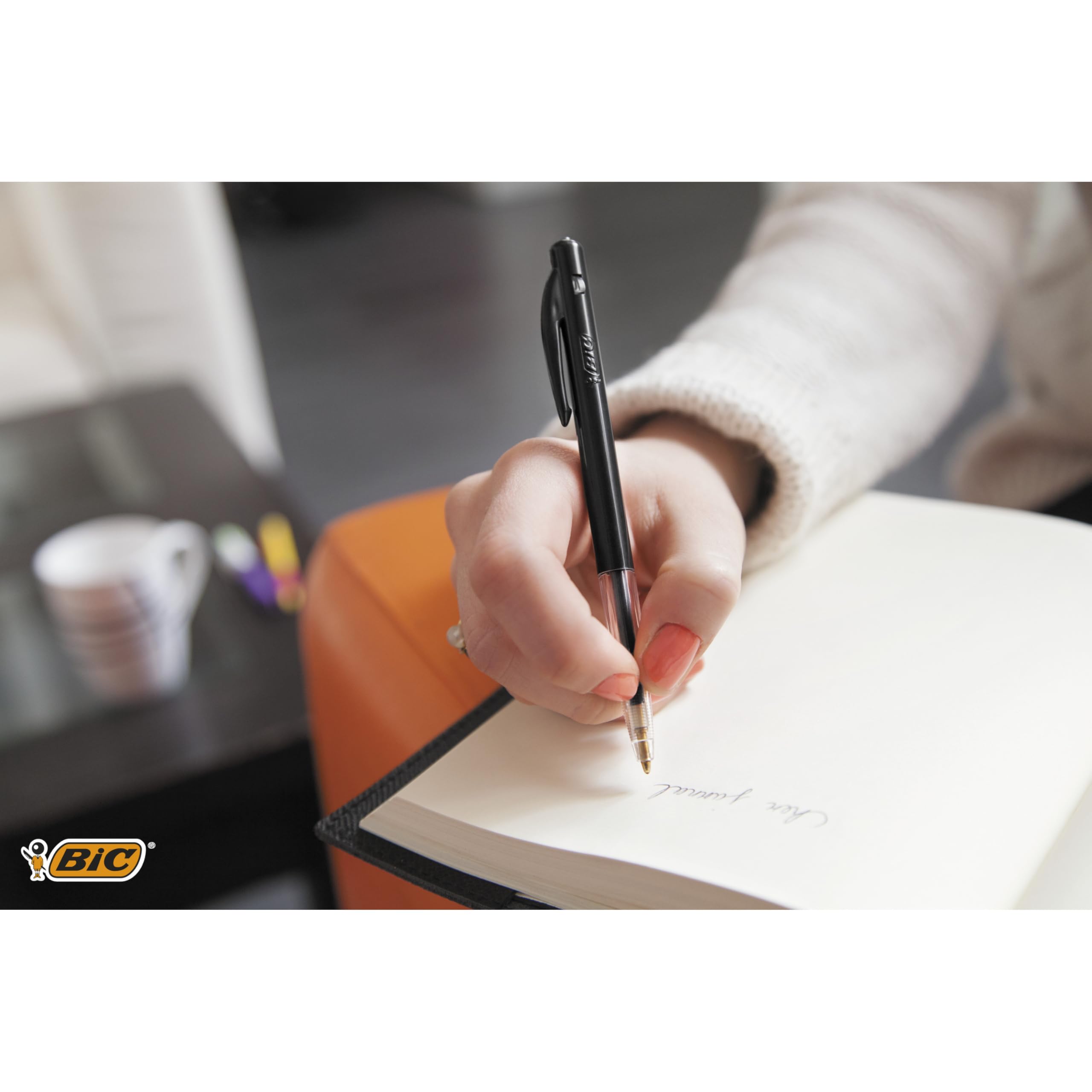 BIC M10 Original Stylos-Bille Rétractables Pointe Moyenne (1,0 mm) - Noir, Boîte de 50