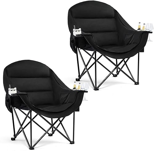 Miniatura 11 de Silla doble de camping biplaza – Sofá de campamento de gran tamaño para 2 personas para adultos, acolchado, resistente, al aire libre, césped,