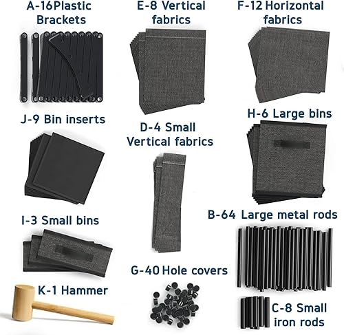 Vista 22 de Organizador de almacenamiento de 6 cubos, estante organizador de cubos grises, estantes organizadores de cubos de almacenamiento con cubos