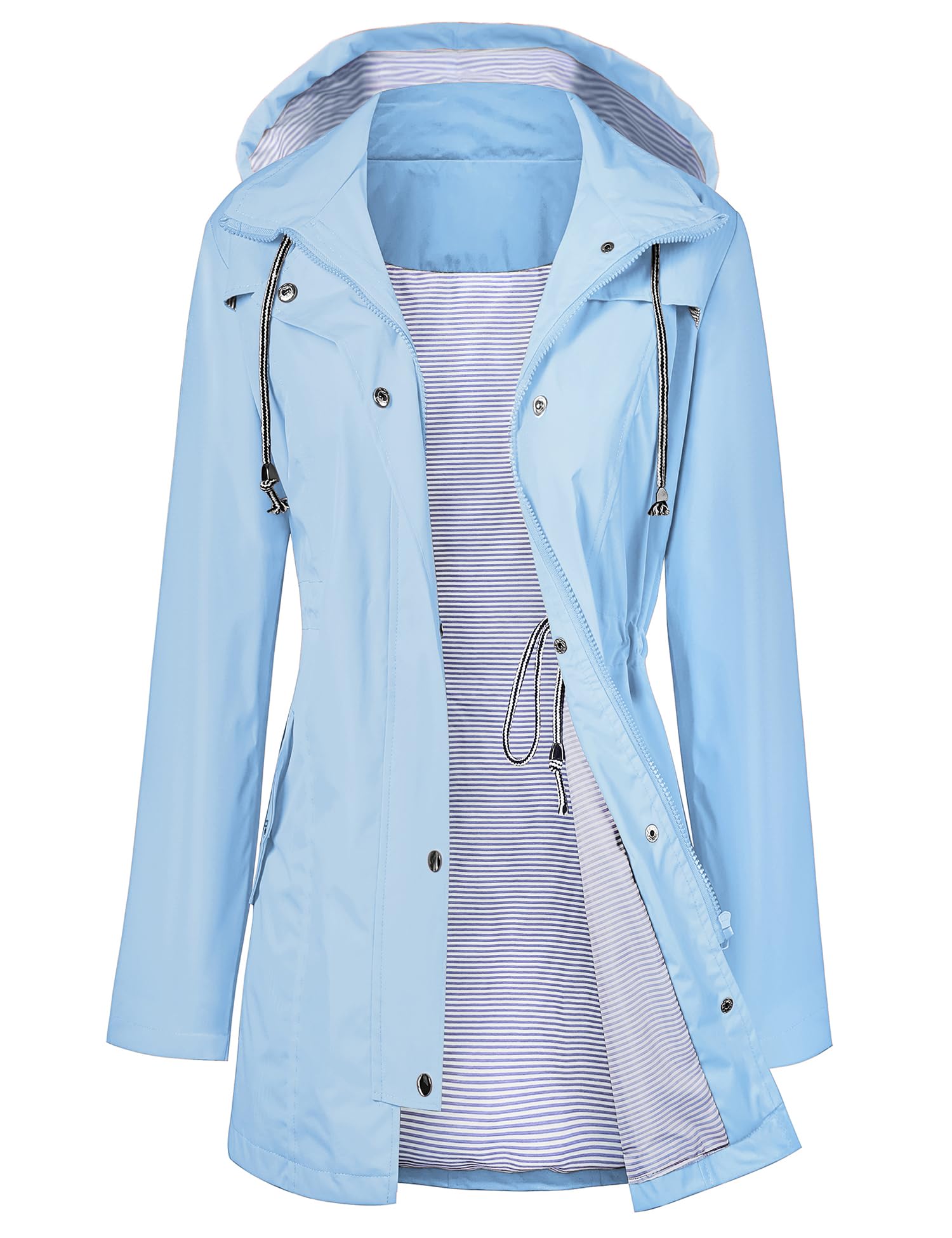 LOMON Raincoat Women Waterproof Long Hooded Trench Coats Lined Windbreaker Travel Jacket S-XXL