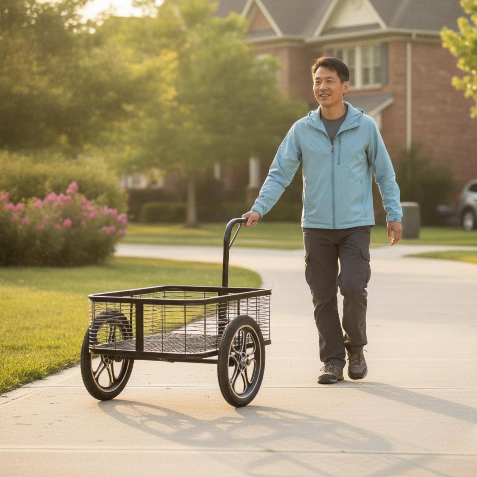 Amagogo Remolque para Bicicleta Remolque Carrito Tráiler Carro con Canasta Metálica Transpirable con Manejo Cómodo y Buena