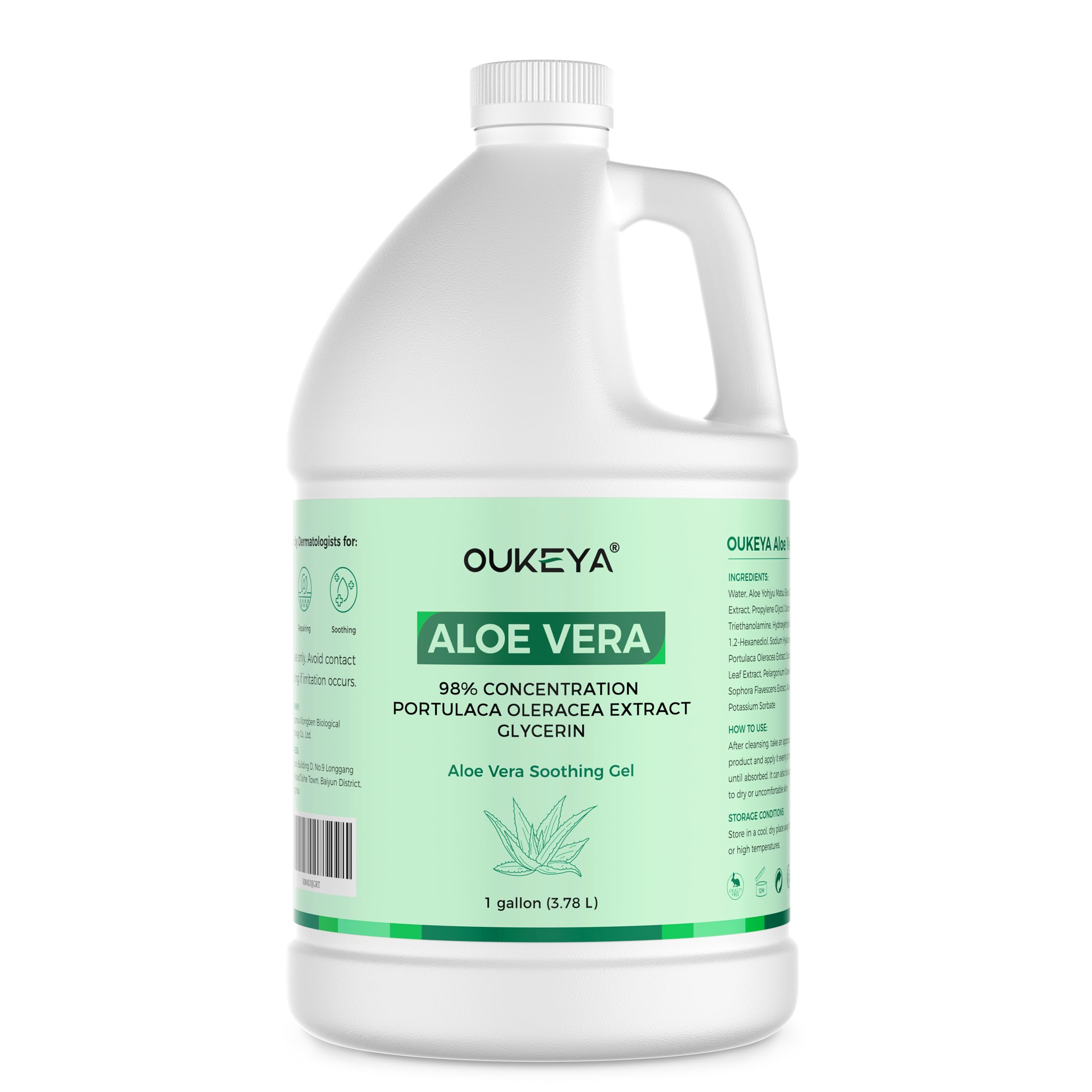 OUKEYA 98% Organic Aloe Vera Gel with 2% Niacinamide, Soothing, Hydrating & Repairing for Face Body & Hair