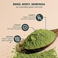 Vista 6 de EVARA Moringa en polvo orgánico (12 onzas/11.99 oz) Polvo de hoja de moringa 100% puro y orgánico con nutrientes vitales Para una fuerte