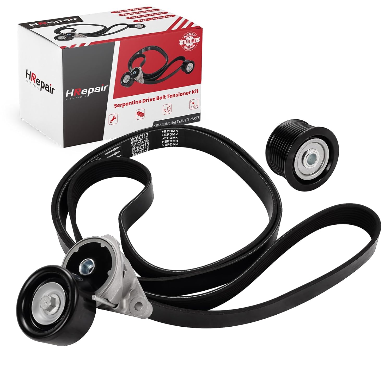 Serpentine Belt Tensioner & Idler Pulley fits for 2007-2018 Lexus GX460 LX570 & Toyota Sequoia Tundra Land Cruiser 4.6/5.7L V8丨90K-39185(39185+36370+8PK2415)