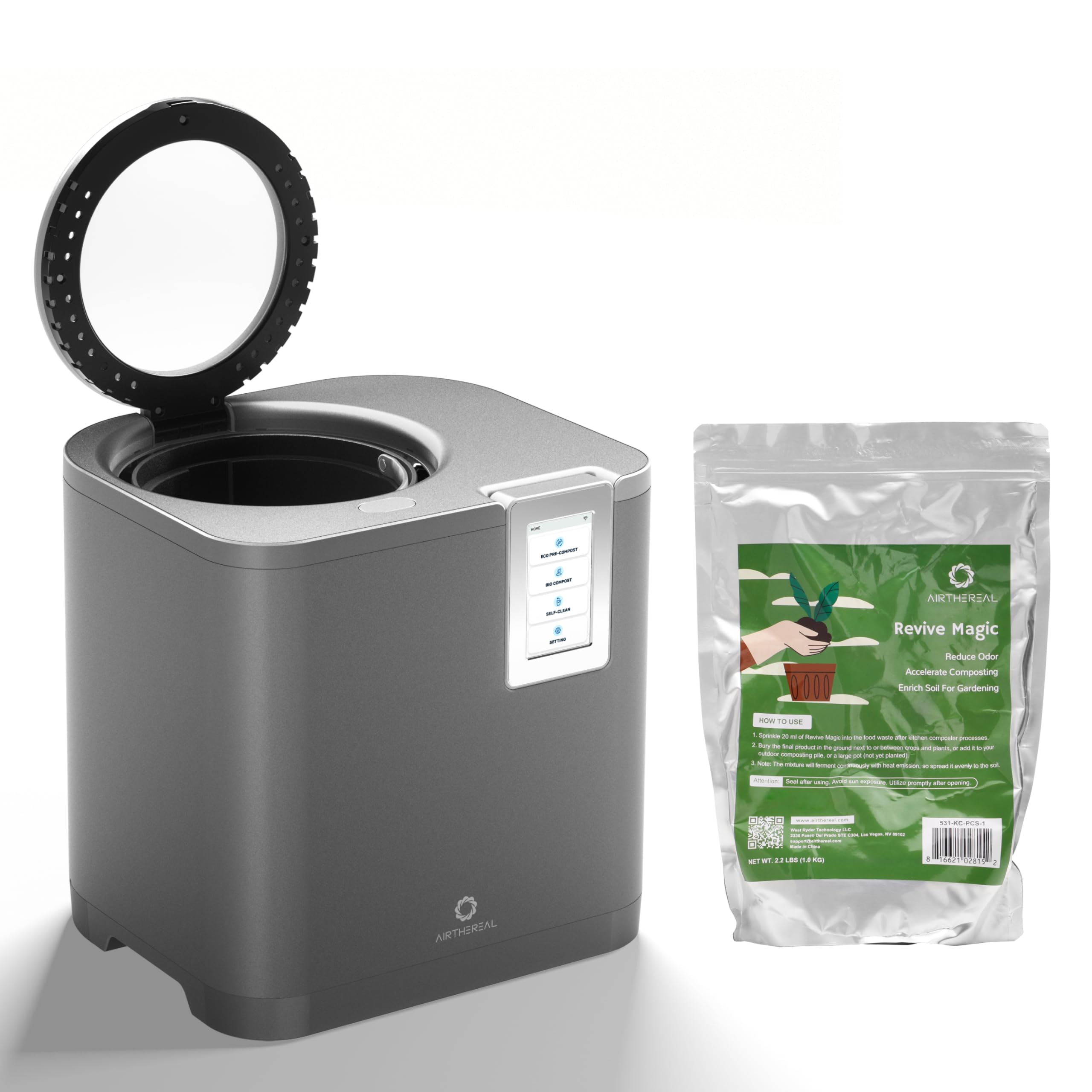 Airthereal Bundle | Revive R800 5L Smart WiFi Electric Kitchen Composter with 1 Revive Magic Fertilizer Compost Starter, 3 Modes for Efficient Composting, Reduces Food Waste by 90%
