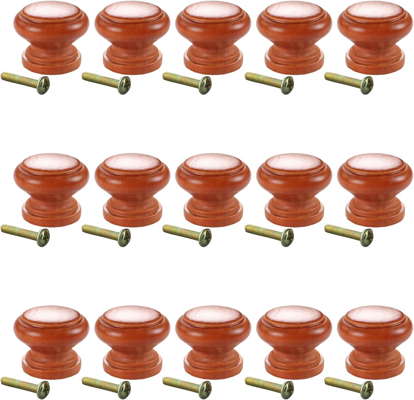 15PCS Round Wood Knobs 30x24mm/1.18"x 0.94"(DxH) Cabinet Furniture Kitchen Varnish Pulls Handles for Dresser Drawer Wardrobe Solid Wood Material