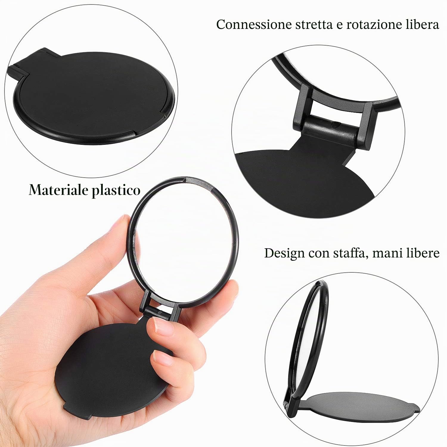 24 Pezzi Mini Specchio Compatto Pieghevole Specchio Tasca Rotondo Portatile Specchio Trucco Bulk per Donne Ragazze Viaggio Uso Quotidiano, 2 Colori (Nero, Bianco)