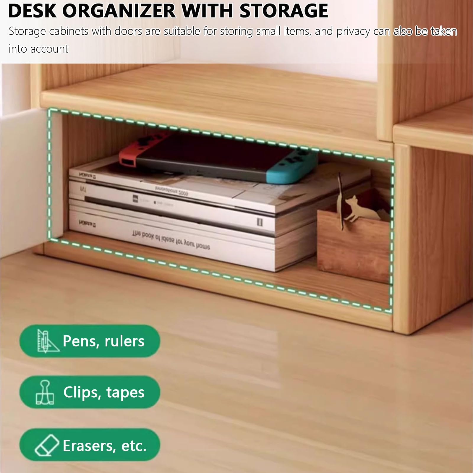 Organizator półki biurkowej Regulowane rozszerzalne półki na półkę na pulpicie Półki stacjonarne biura domowego Wyświetlacz półka mini regał Freestyle Rotation Display Organizer,Natural c