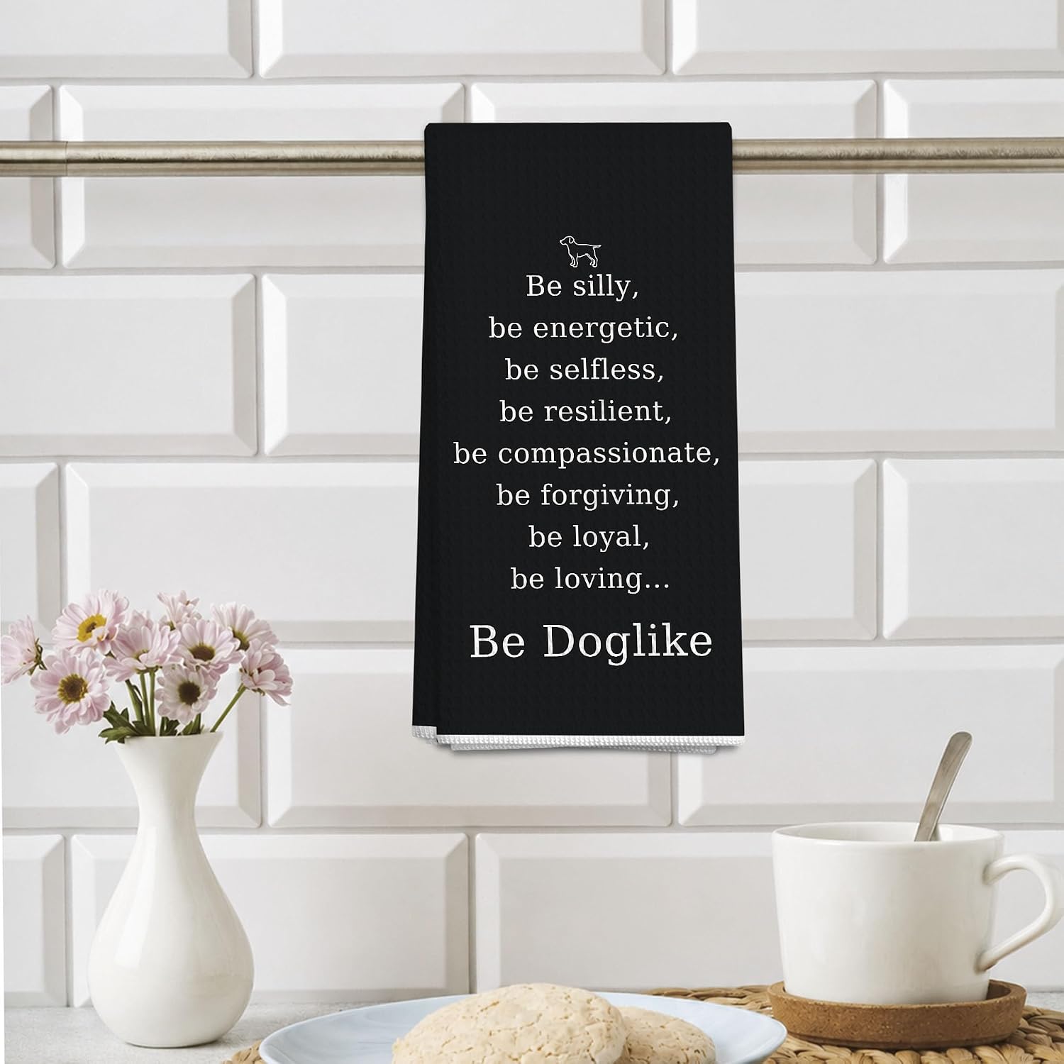 Be Doglike Quote Kitchen Decor Dish Tea Towels, Gifts for Dog Lovers image 5
