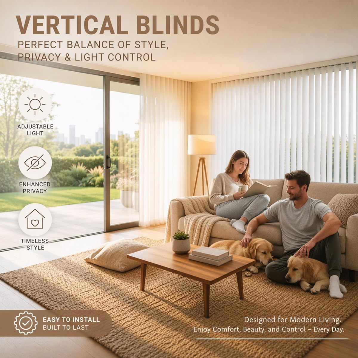 White Vertical Window Blinds for Patio 48" 59" 63" 68" 71" 78" 84" 96" Blackout Vertical Blinds for Sliding Glass Doors Cordless Panel Track Windows Shades for Room Divider(51" W x 48" H)