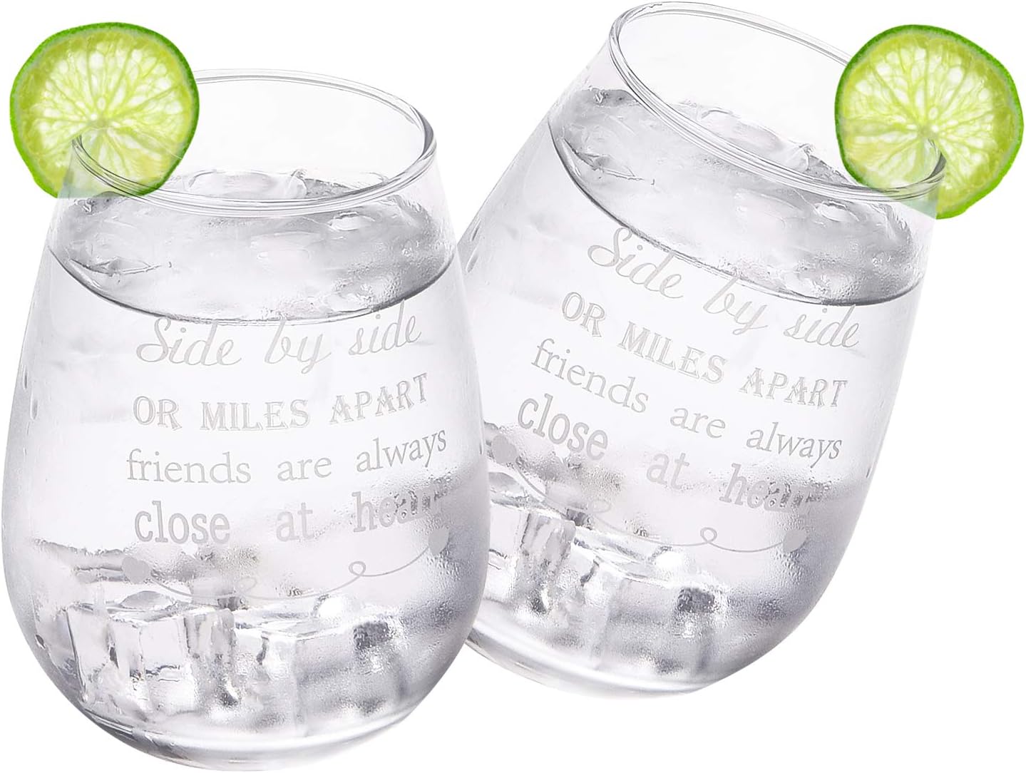 🛒 Crаzу Dеаlѕ Wine Glass Side By Side or Miles Apart Friends are Always Close at Heart Birthday Gift for Friend Best Friend Gift Long Distance Friendship Gifts 15Oz