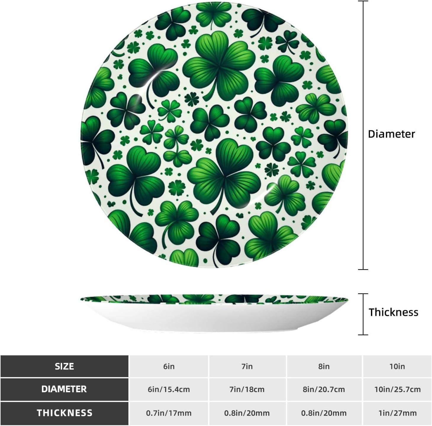 St-Patricks-Day-Shamrock 10 Inch Decorative Plate With Stand, Elegant Display Wall Plate For Home Decor