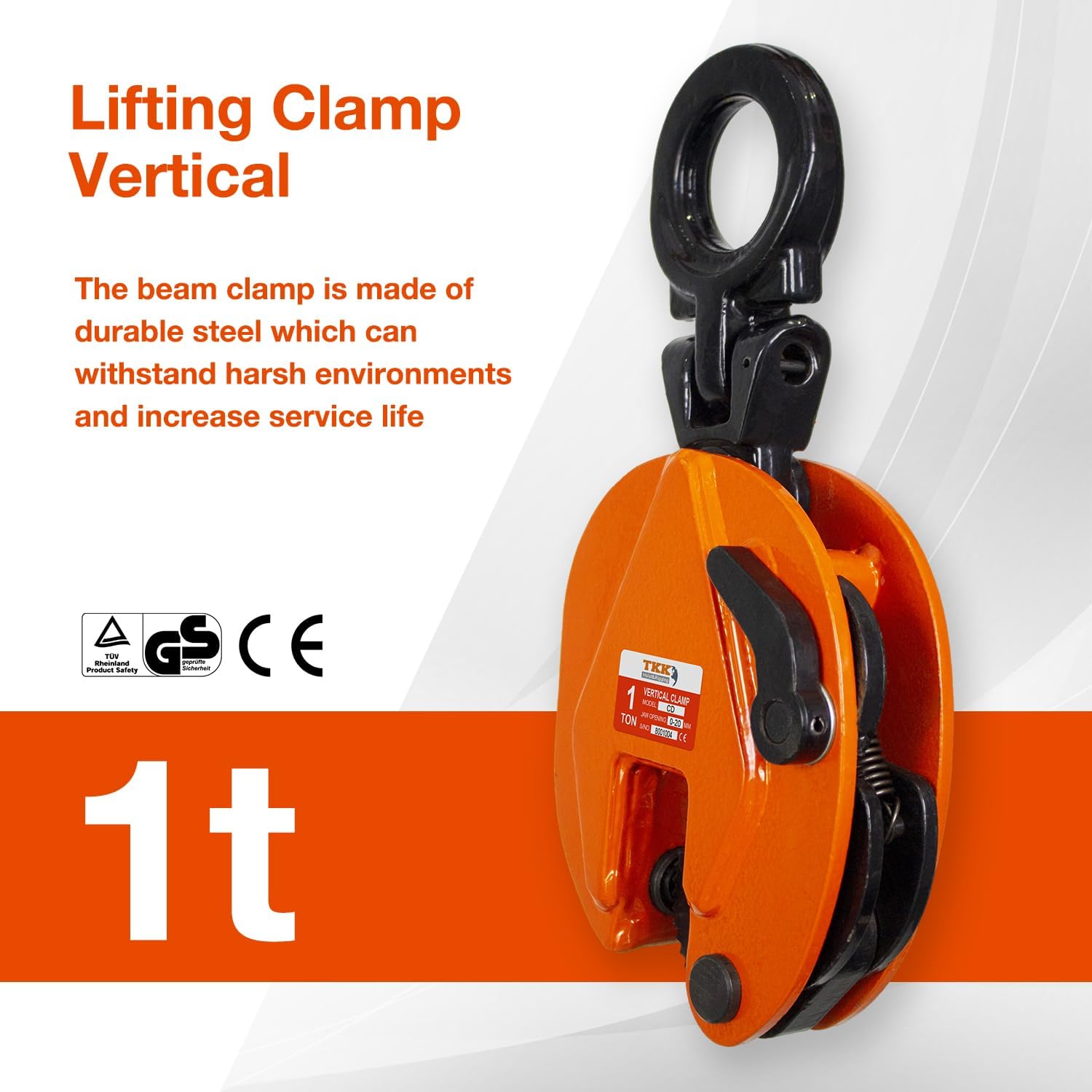 TKK Vertical Plate Clamp 2200Lb, 1Ton Plate Lifting Clamps Jaw Opening up to 0.8 inch Heavy Duty Lifting Clamps for Lifting and Transporting (2200lb 1t)