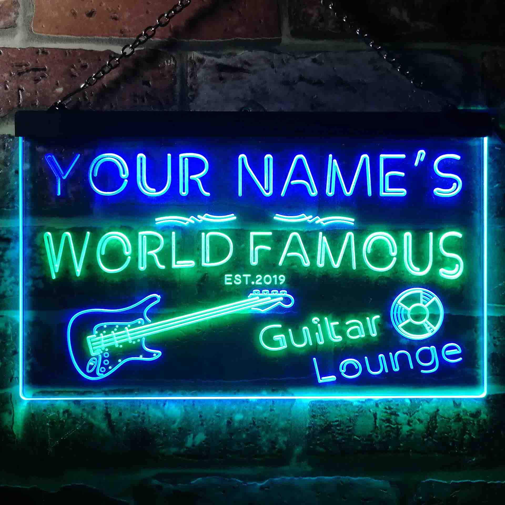 ADVPRO Personalized Your Name Est Year Theme Guitar Room Music Room Dual Color LED Neon Sign Green & Blue 16