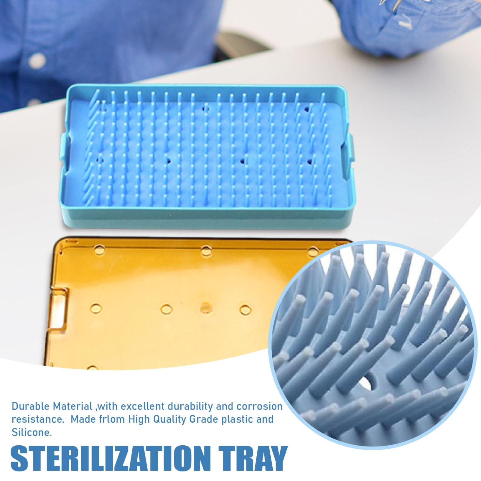 STROVIZIONE STRUMENTI AUTOCLAVABILE PLASTICA CASSIONE STELLIZZATORE CON MAT di silicone 6.3x3.5x0.8 Scatola di stoccaggio della sterilizzazione resistente al calore per cliniche, scatola di sterilizz