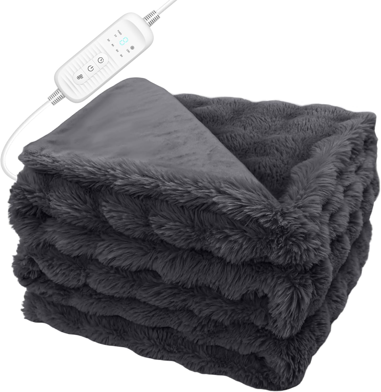 Electric Heated Blanket Throw - 50"x60" Heating Blanket Throw House Warming Gifts New Home, Ultra Soft Warm Flannel Sherpa Fast Heat,8 Heat Level 10 Hours Auto-Off ETL Certified Grey Grey Throw-50" x 60"