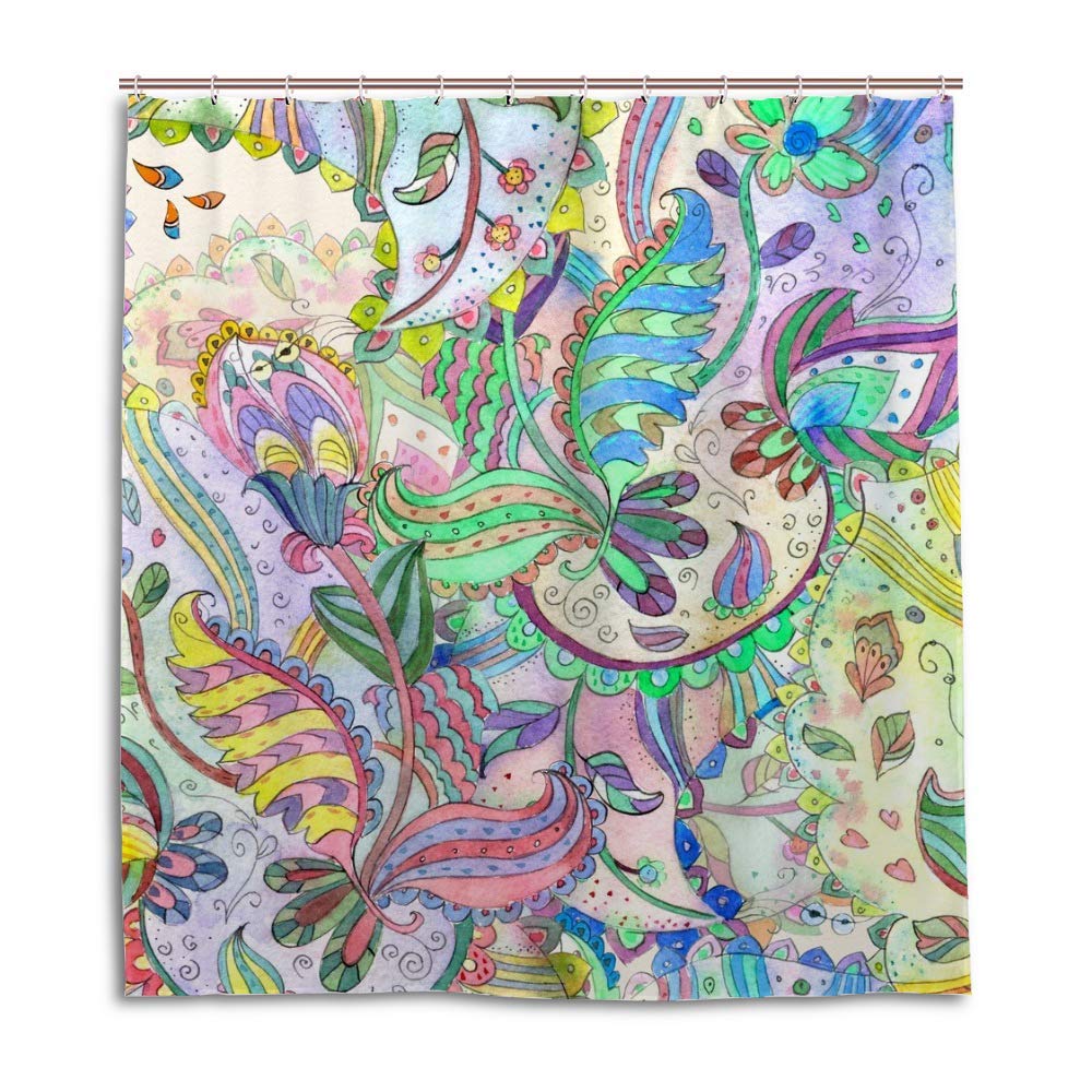 Rideau de douche ethnique abstrait Chehongg 66x72 cm en polyester imperméable pour salle de bain