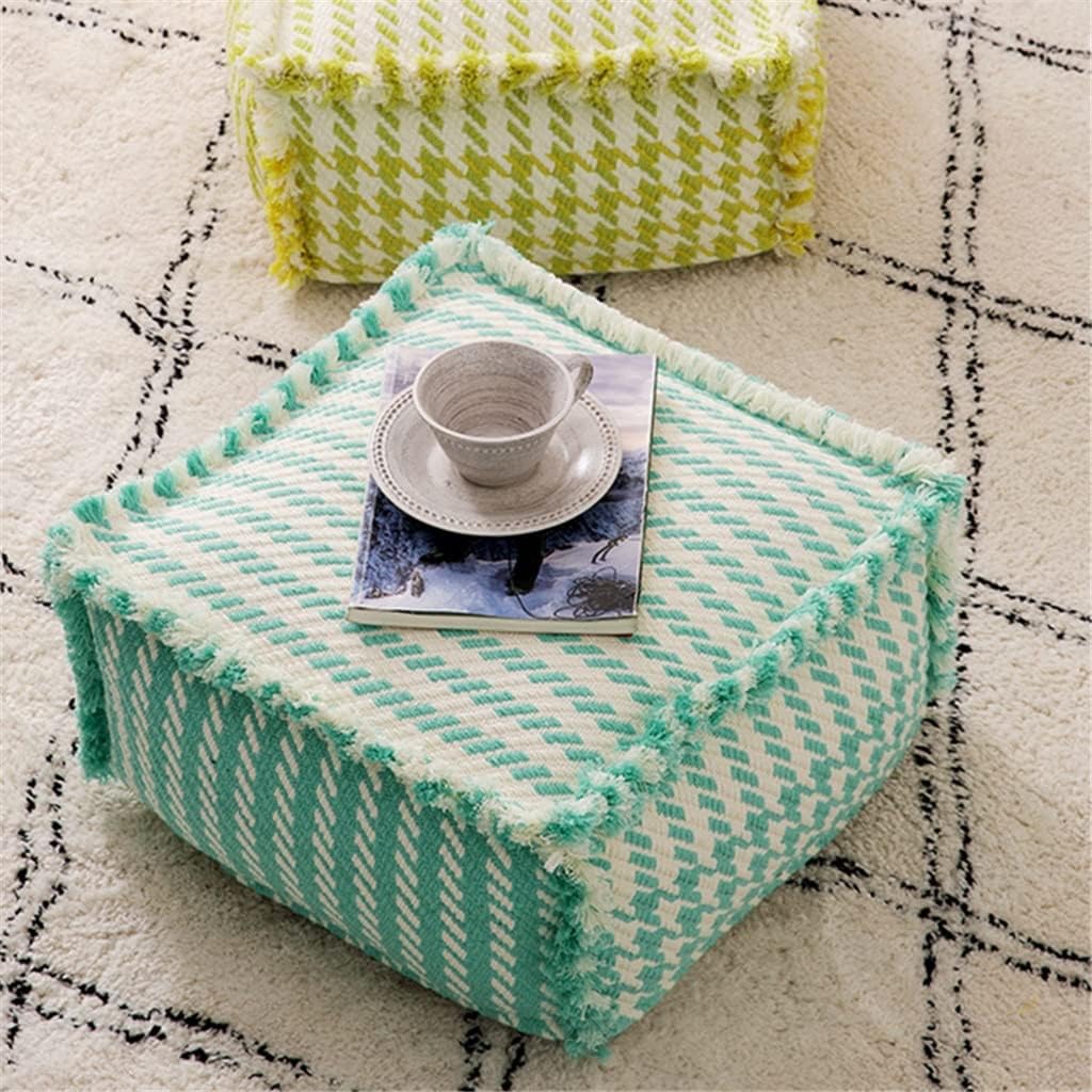 Nordic Moroccan PU Leather Pouf Craft Ottoman Footstool Round Large Artificial Leather Unstuffed Cushion(E)