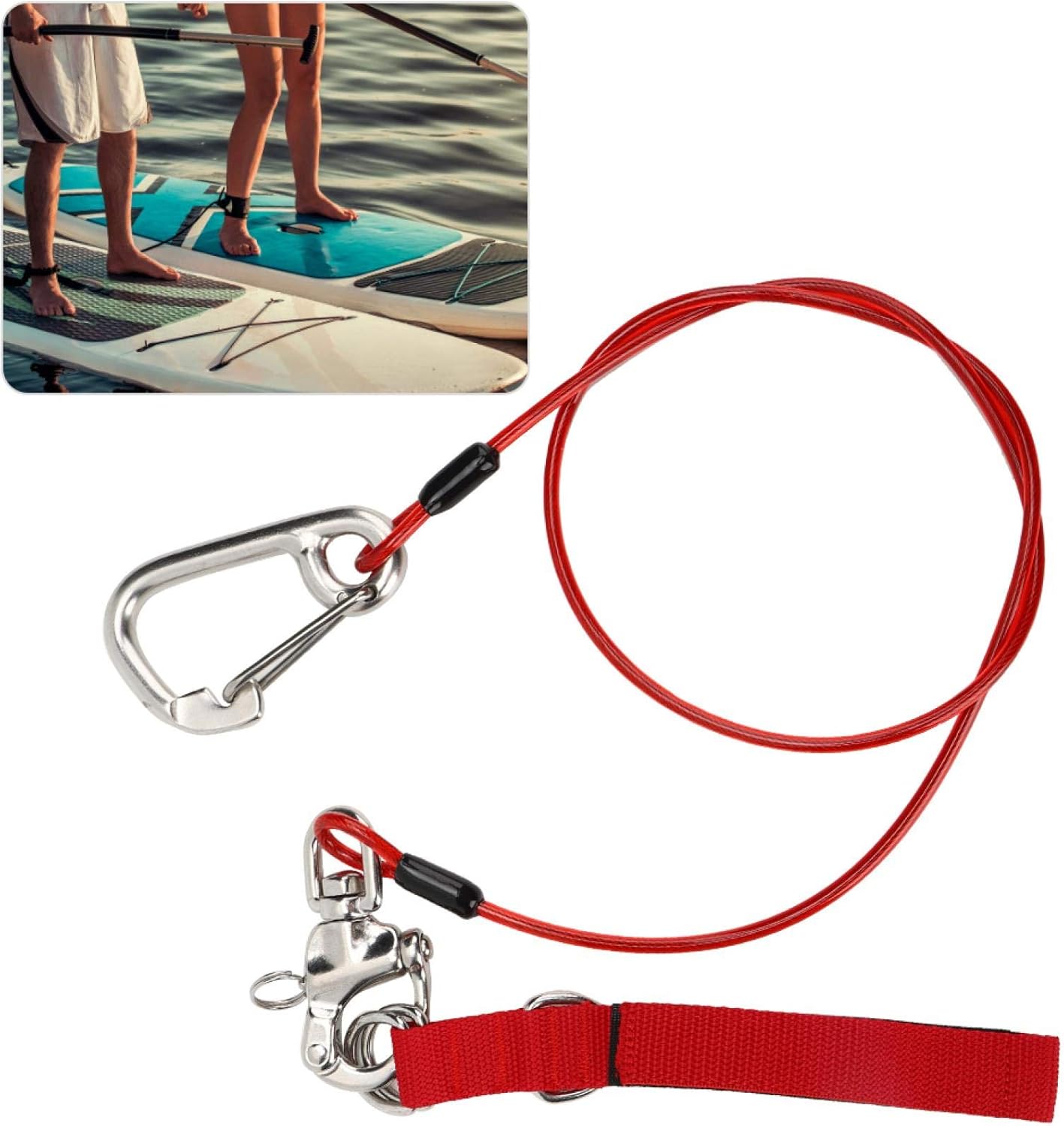 Freediving Lanyard Freediving 316 Pro Stainless Steel Safety Rope with Wristband Dive Safe Lifeline(1#)