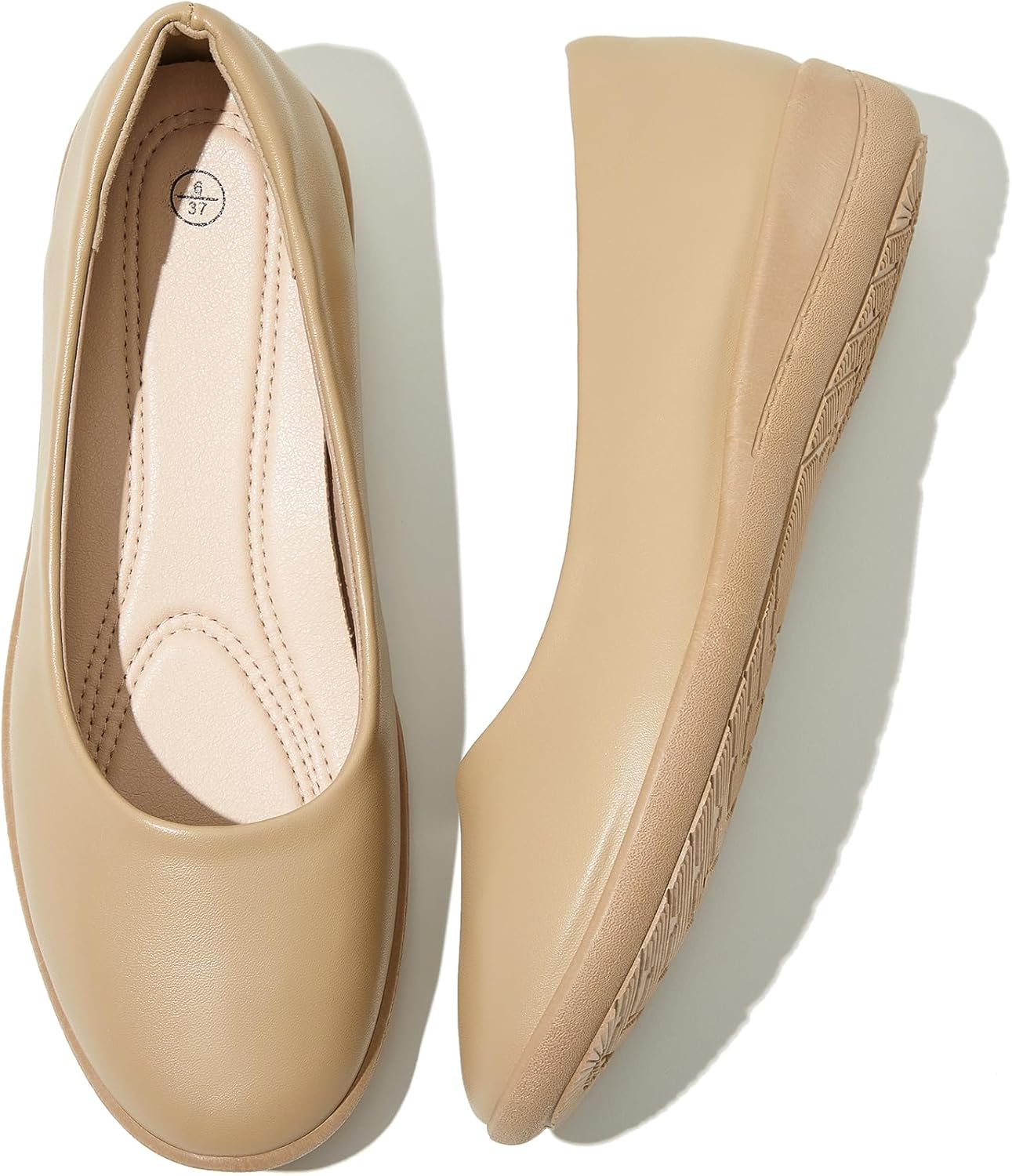 Women's Comfortable Black Leather Dress Ballerina Flats for Office and Work