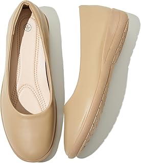 Women's Comfortable Black Leather Dress Ballerina Flats for Office and Work