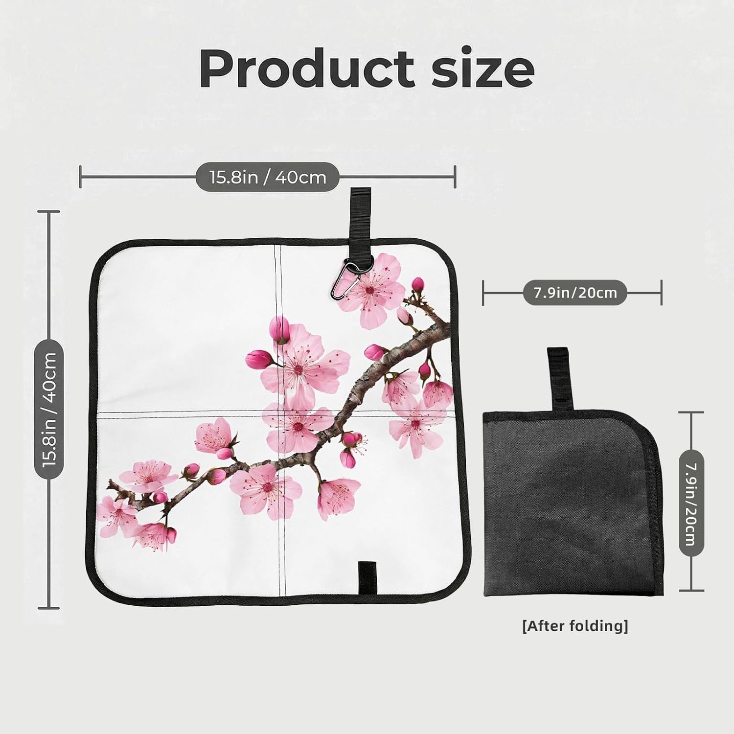 (Tempting Cherry Blossoms) Sitting Pad Foldable Seat Cushion Lightweight Camping Seat Mat with Hook for Outdoor Hiking Picnic Camping
