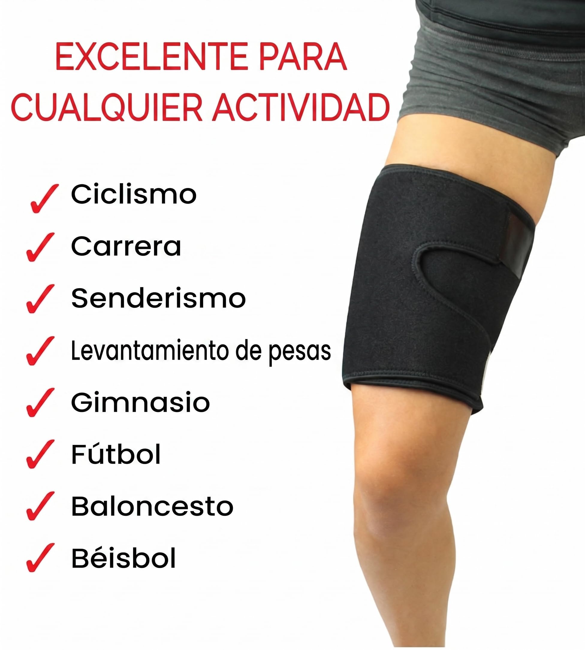 Stone and Clark Muslo ajustable ayuda del apoyo, del cuadriceps del muslo Apoyo y abrigos para hombres y mujeres