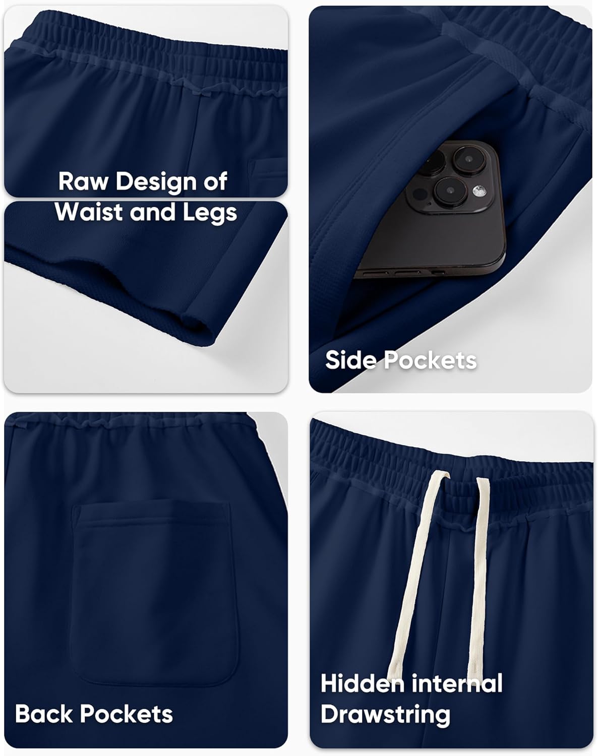 JMIERR Mens Baggy Loose Fit Raw Hem Sweatpants Casual Drawstring Pants Y2K Wide Leg Stretchy Pants with Pockets - Image 7