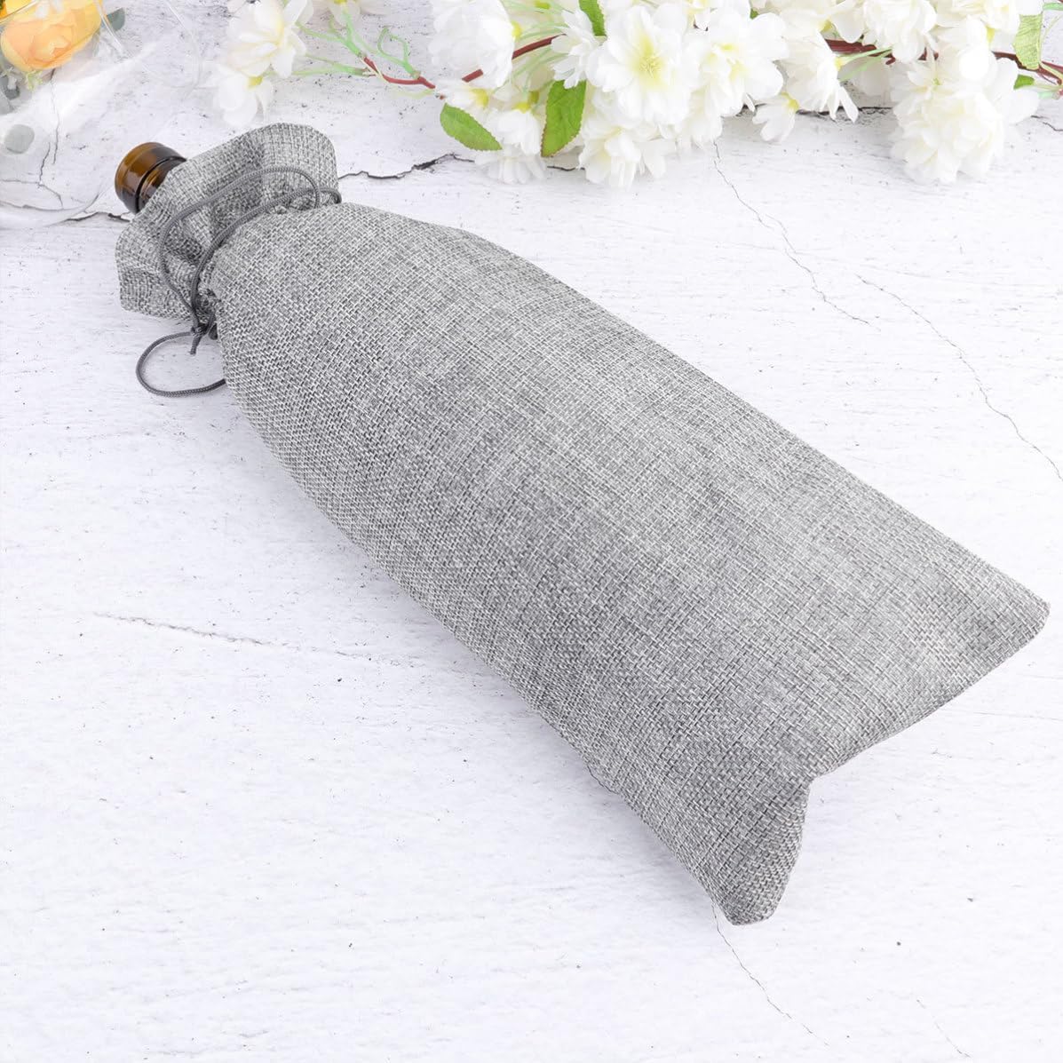 VICASKY Wine Bottle Bags Wine Gift Tote Bags with Drawstring Reusable 6pcs Linen for Party and Festival Favor