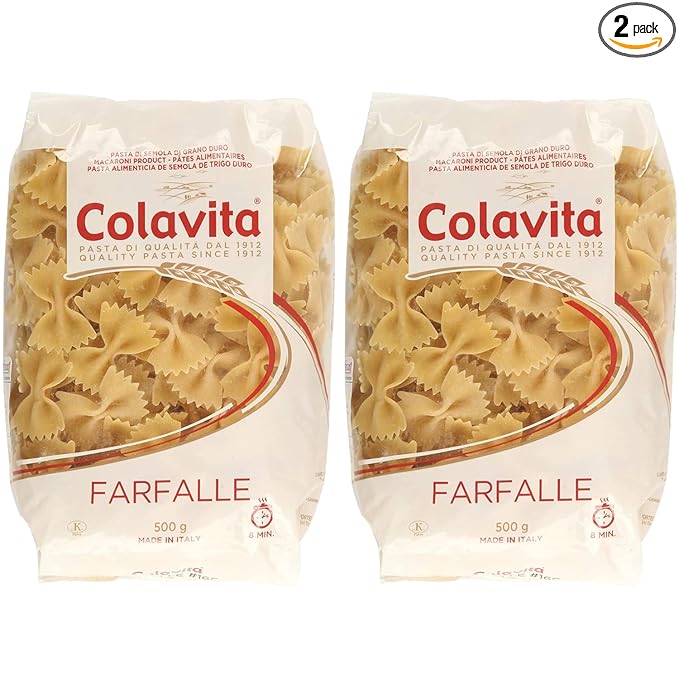 Farfalle Italian Durum Wheat Pasta Pouch, 1500 g with Free! 2 Bottles of Colavita Extra Virgin Olive Oil 25ml