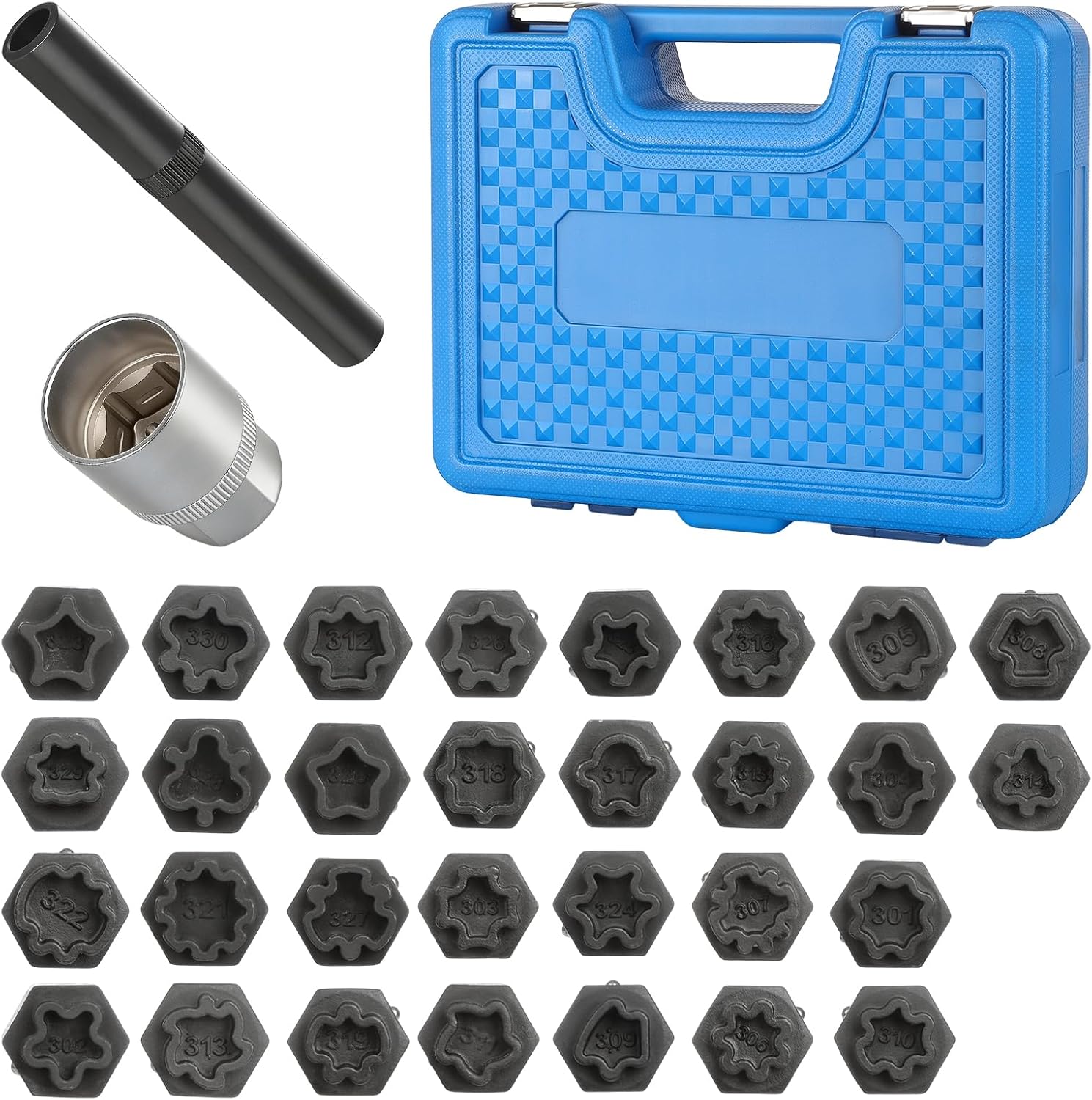32PCS Wheel Locking Nut Key Kit Compatible with Mercedes-Benz, Anti-Theft Lug Nut Removal Tool Socket for Wheel Lock Nuts